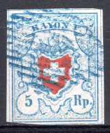 SCHWEIZ, 1851 Rayon I Hellblau, Gestempelt - 1843-1852 Federale & Kantonnale Postzegels