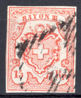 SCHWEIZ, 1852 Rayon III Nr. 18, Ziegelrot, Gestempelt - 1843-1852 Federale & Kantonnale Postzegels