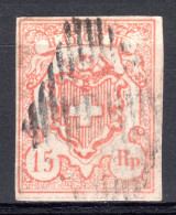 SCHWEIZ, 1852 Rayon III Nr.  20, Ziegelrot, Gestempelt - 1843-1852 Federale & Kantonnale Postzegels