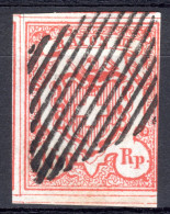 SCHWEIZ, 1852 Rayon III Nr. 20,  Ziegelrot, Gestempelt - 1843-1852 Federale & Kantonnale Postzegels