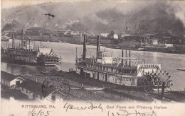 ETATS UNIS. PITTSBURG.  COAL FLEETS AND PITTSBURG HARBOR. ANNEE 1908 + TEXTE - Pittsburgh