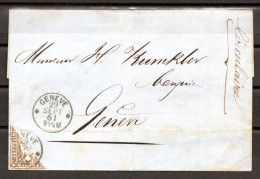 SCHWEIZ Strubel, 1861, Berner Druck, Halbierung Auf Brief - Storia Postale