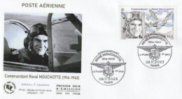 Fdc 2023_Envel. 1er Jour_fdc_Commandant René Mouchotte (Poste Aérienne) Oblit. PJ Paris 08/11/23. - 2020-…