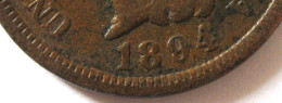 Etats Unis, 1 Cent 1894 Indian Head En Cuivre, Erreur 9 Fermé / Error 9 Closed - 1859-1909: Indian Head