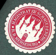 Cachet De Fermeture   -  R B  Merseburg -  Magistrat  Zu Schmiedeberg - Cachets Généralité