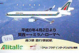 Télécarte JAPON * ALITALIA *  AVION (2820)  *  AVIATION * AIRLINE Phonecard  JAPAN AIRPLANE * FLUGZEUG * VLIEGTUIG - Airplanes