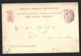 Entire Luxembourg Postcard Circulated In 1885. Leão. Die Gesamte Luxemburgische Postkarte Wurde 1885 In Umlauf Gebracht - Postwaardestukken