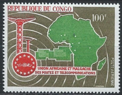 REPUBLICA DEL CONGO 1967 - UNION AFRICANA DE TELECOMUNICACIONES - YVERT AEREO 59** - Nuevas/fijasellos