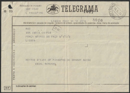 Telegram/ Telegrama - Postmark . ESTAÇÃO CENTRAL TELEGRÁFICA. Lisboa. 1972 -|- L. Tanqueiro, Lisboa > Lisboa - Cartas & Documentos