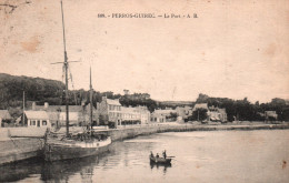 Perros-Guirec (Côtes-du-Nord) Le Port, Bateau à Quai - Edition A. Bruel - Carte A.B. N° 108 - Perros-Guirec