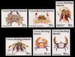 Kokos-Inseln 1992 - Mi-Nr. 274-279 ** - MNH - Krabben / Crabs - Cocos (Keeling) Islands