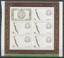 Burundi COB BL123A Bloc Feuillet ESSAI PROOF Phase D'Impression (Brun Et Or) Non-Dentelé ** MNH 1987 - Blocks & Kleinbögen