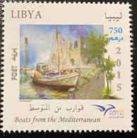 2015 Libye Libya Euromed Ships Mediterranean Sea Map Blue Houses White - Libia