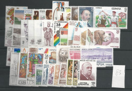 1983 MNH Spain Complete Year Postfris** - Años Completos