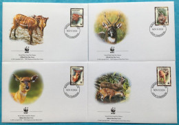 Burundi COB 1694/97 Série Complète Sur Enveloppes FDC 2004 WWF - Covers & Documents