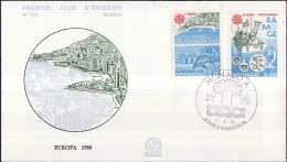 Europa CEPT 1986 Monaco FDC Y&T N°1520 à 1521 - Michel N°1746 à 1747 - 1986