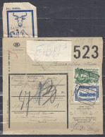 Vrachtbrief Met Stempel HAM SUR HEURE Met Etiket Dieren Militair Colli - Documents & Fragments
