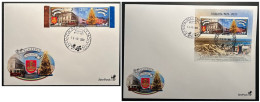 Lithuania Litauen Lituanie 2023 Christmas In Klaipeda Tramway Architecture BeePost Set Of 2 FDC's - Tramways