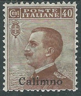 1912 EGEO CALINO EFFIGIE 40 CENT MH * - I29 - Aegean (Calino)