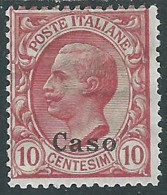 1912 EGEO CASO EFFIGIE 10 CENT MH * - I29 - Ägäis (Caso)