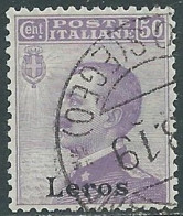 1912 EGEO LERO USATO EFFIGIE 50 CENT - I35-2 - Ägäis (Lero)