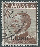 1912 EGEO LIPSO USATO EFFIGIE 40 CENT - I35-2 - Egée (Lipso)