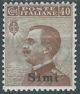 1912 EGEO SIMI EFFIGIE 40 CENT MH * - I29-5 - Aegean (Simi)