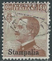 1912 EGEO STAMPALIA USATO EFFIGIE 40 CENT - I35-3 - Aegean (Stampalia)
