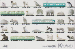 Carte JAPON Train ANIMAL Elephant Chat Chien Manchot Perroquet Vache Lapin Ours Coquillage Shell JAPAN Kansai K Card - Trenes