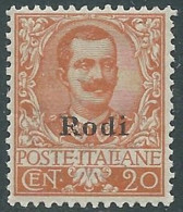 1916 EGEO RODI FLOREALE 20 CENT MNH ** - I29-4 - Aegean (Rodi)