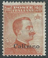 1921-22 EGEO CALINO EFFIGIE 20 CENT MH * - I29-9 - Ägäis (Calino)