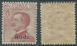 1922-23 EGEO RODI EFFIGIE 85 CENT MNH ** - I29-4 - Ägäis (Rodi)