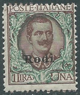 1922-23 EGEO RODI FLOREALE 1 LIRA MNH ** - I29-4 - Aegean (Rodi)