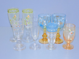 -LOT De 8 PETITS VERRES CAVE à LIQUEUR 6 Différents Modèles Collection Vitrine   E - Glass & Crystal