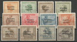 Ruanda Urundi Belgisch Congo Belge COB 50/61 Série Complète Type Vloors Surchargés ** MNH 1924 - Neufs