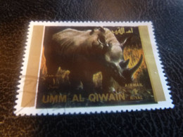 Umm Al Qiwain - Animaux En Voie De Disparition - Rhinocéros - Val 1 Riyal - Air Mail - Oblitéré - Année 1972 - - Neushoorn