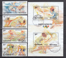 Bulgaria 1990 - Olympic Games, Barcelona'92, Mi-Nr. 3846/49+Bl. 211A, Used - Gebruikt