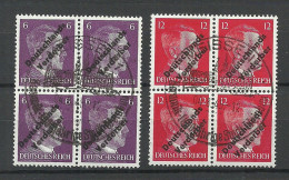 Germany Deutschland Lokalausgabe 1945 Meissen Michel 32 & 34 As 4-blocks  O Special Cancel Original Gum MNH - Usati