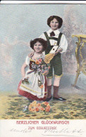 AK Glückwunsch Zum Geburtstage - Bub Und Mädchen In Tracht - Eblingen 1904 (66576) - Anniversaire