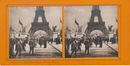 Carte Stéréoscopique 9cm X18 Cm . PARIS. Exposition 1900. Vue Prise Au Champ De Mars (Pub Félix POTIN) - Expositions