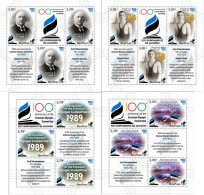 Estonia Estland Estonie 2023 National Olympic History 1923-2023 Olympics NOC 100 Ann BeePost Set Of 4 Blocks / Sheetlets - Verano 1924: Paris