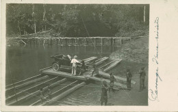 CONGO BELGE, Carte-photo Affranchie à Kindu En 1927, Voiture, Passage D'une Rivière Sur Trois Pirogues - Congo Belge