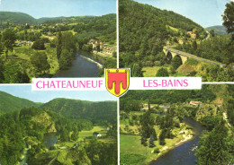 CHATEAUNEUF LES BAINS, MULTIPLE VIEWS, EMBLEM, ARCHITECTURE, FRANCE - Châteauneuf