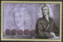 Isaac Newton, Physics, Chemistry, Astronomy, Law Of Gravitation, Optics, Mathematics, Apple, Science MNH Grenada - Fysica