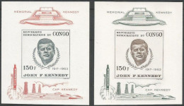 Congo Belge RDC Zaire COB BL19/20ND Les 2 Blocs-Feuillets Non-Dentelés IMPERFORATED Instead Of Perf. MNH/** 1966 Kennedy - Nuevas/fijasellos