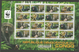 Congo Kinshasa RDC Zaire COB 2749/52 En Feuillet De 4 Séries MNH / ** 2012 WWF Singes - Ongebruikt