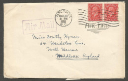 1936 Airmail Cover 6c Medallions Vancouver BC To England - Histoire Postale