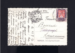 8570-ITALIAN LIBIA-OLD POSTCARD TRIPOLI To LAUSANNE (switzerland)1937.WWII.LIBIA ITALIANA.ITALIAN COLONIES.carte Postale - Libia