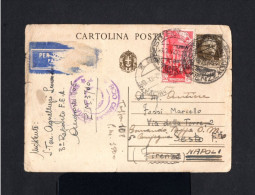 1338-ITALIAN LIBIA-AIRMAIL MILITARY CENSOR POSTCARD PM3700 To NAPOLI (italy)1942.WWII.LIBIA ITALIANA.carte Postale - Libye