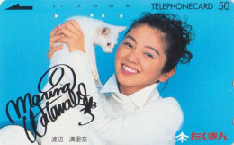 Télécarte JAPON / 430-13037 - FEMME & CHAT - Actress Girl & CAT Animal JAPAN Free Phonecard - 10209 - Katzen